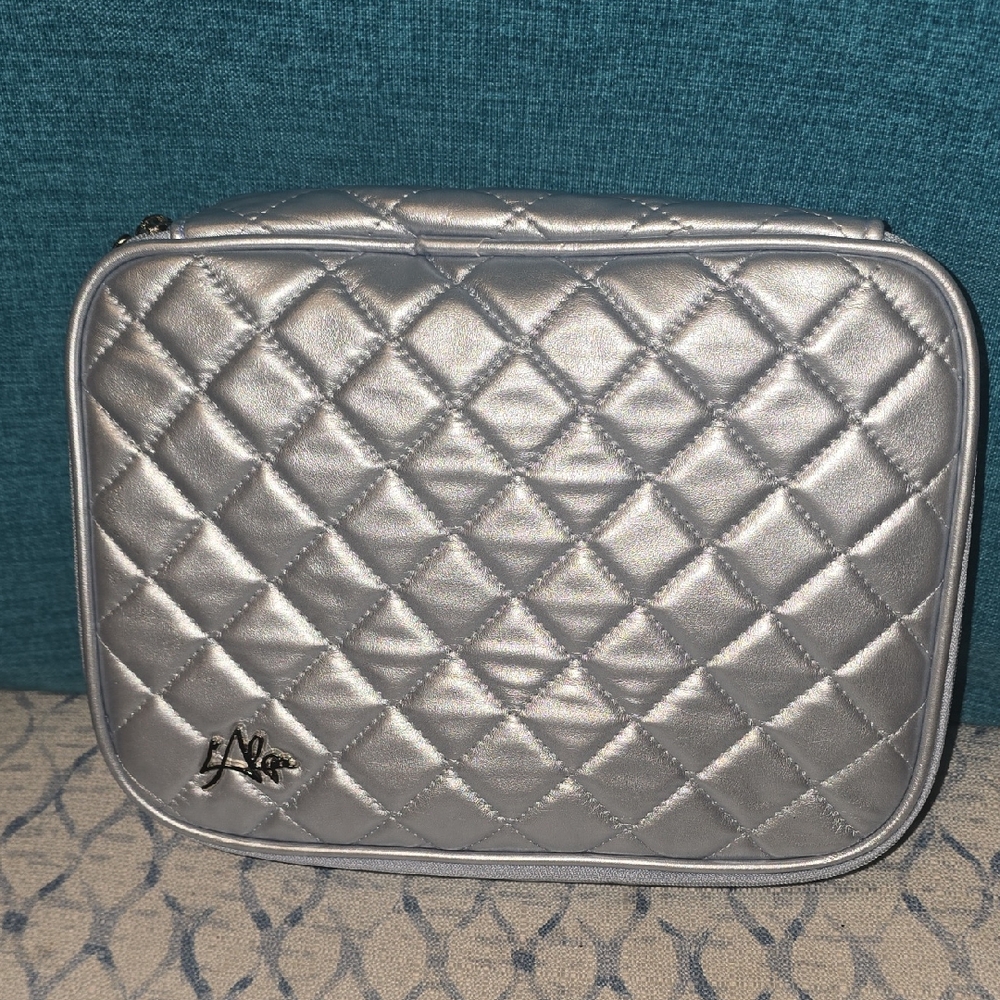 Metallic Blue Quilted Women's Pouch